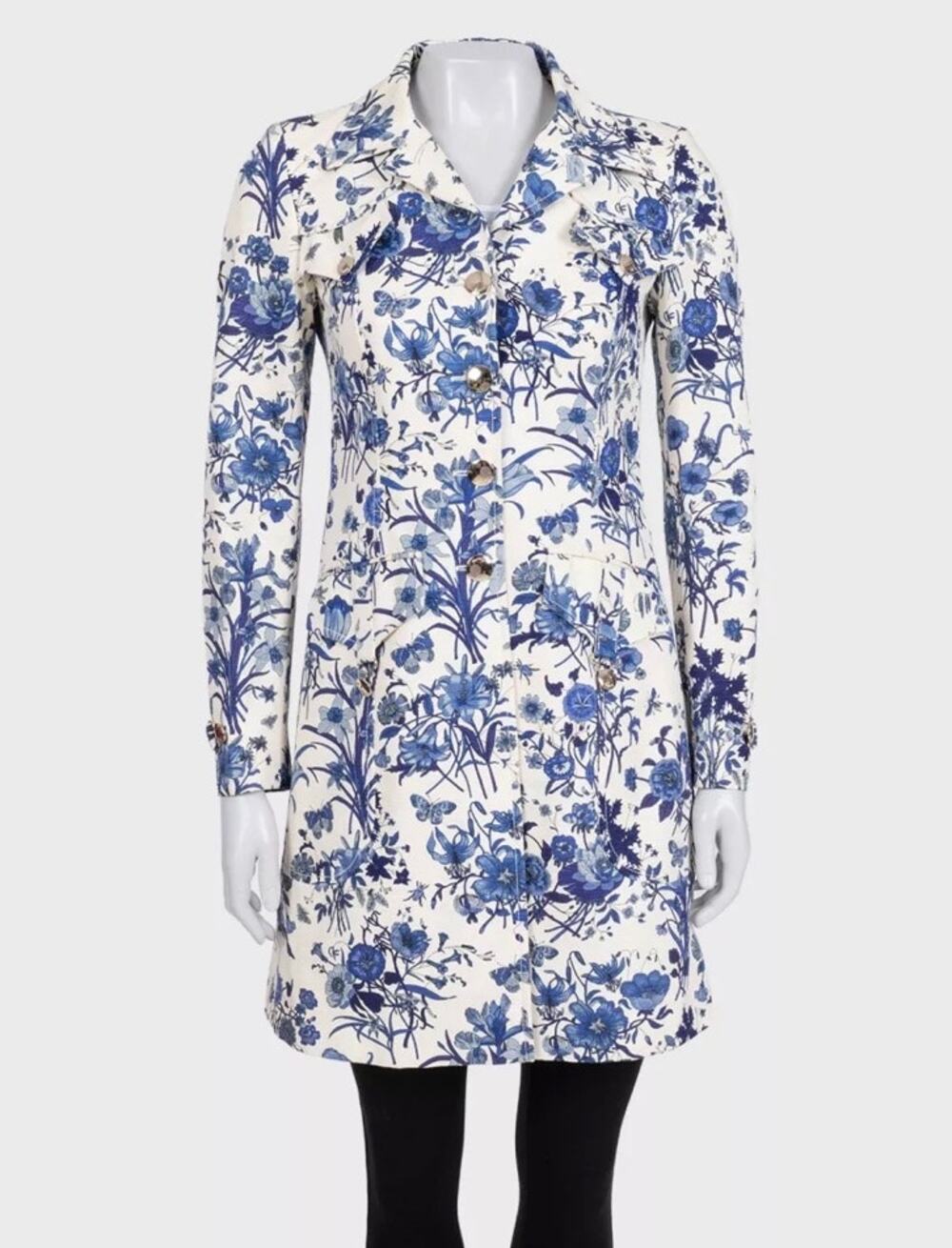 Gucci Resort 2007 White Floral Print Cotton Coat IT 38